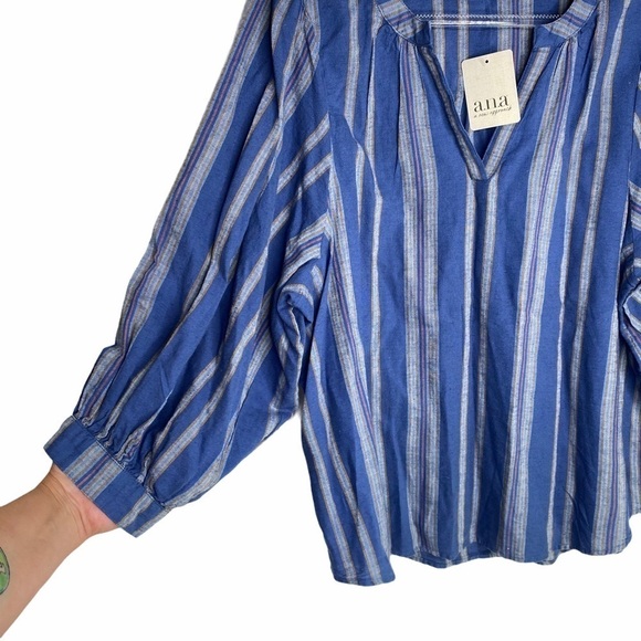 NWT a.n.a  Millie Stripe Navy Poets top - Picture 3 of 13